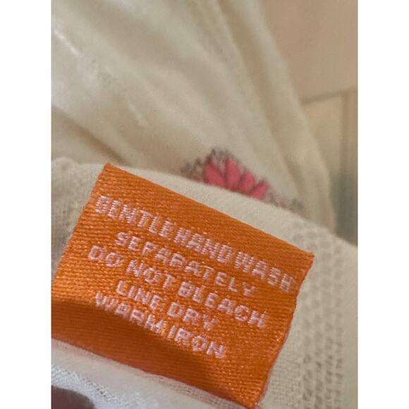 Oliphant Dress Women Size M Algarve Pink Floral Roll Sleeve Tiered Mini Sundress - Picture 10 of 11